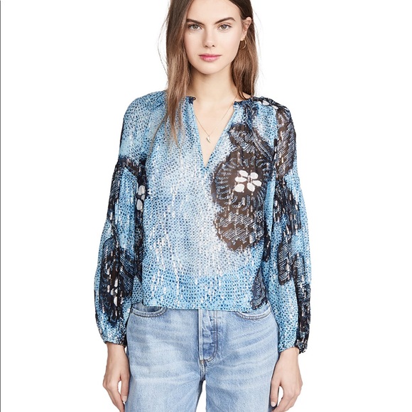 Ulla Johnson Tops - Ulla Johnson Sanya Floral Silk-Lurex Blouse